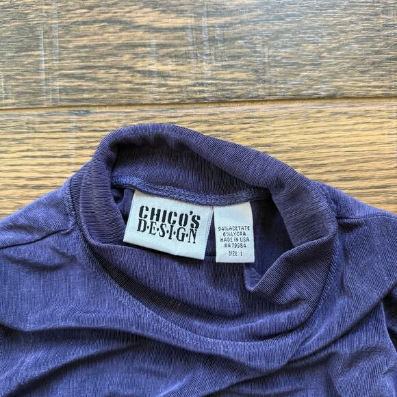 Vintage Chico’s Design Sleeveless Mock Neck Top Purple Size 1 Made in USA 90s - Picture 3 of 5